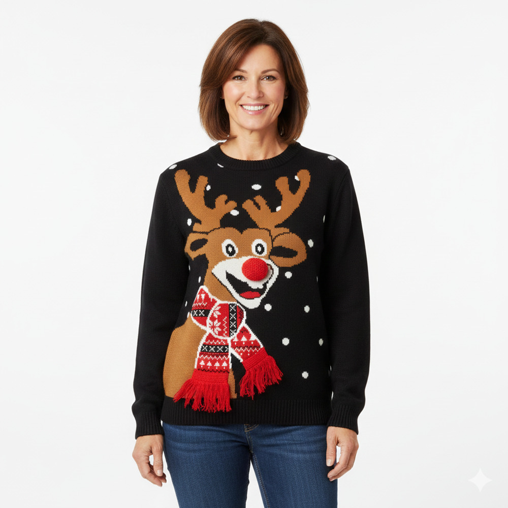 You Look Ugly Today Reindeer Christmas Sweater XL 3D Nose Festive Knit Unisex
